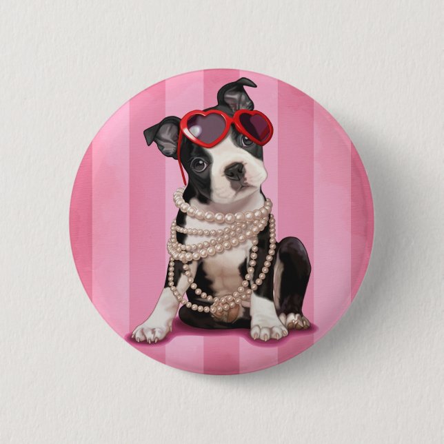 Boston Terrier Pinback Button (Front)