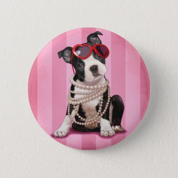 Boston Terrier Pinback Button by MarylineCazenave at Zazzle