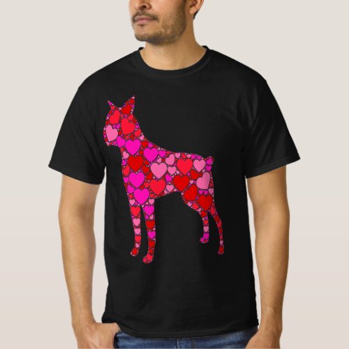 Boston Terrier Pink Red Heart For Women Men T_Shirt