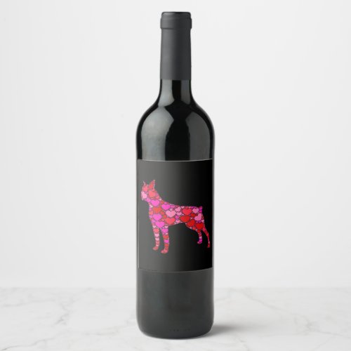 Boston Terrier Pink Red Heart For Women Men Wine Label