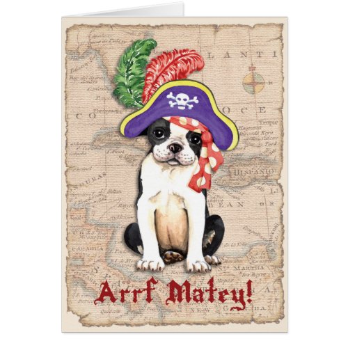 Boston Terrier Pirate Card