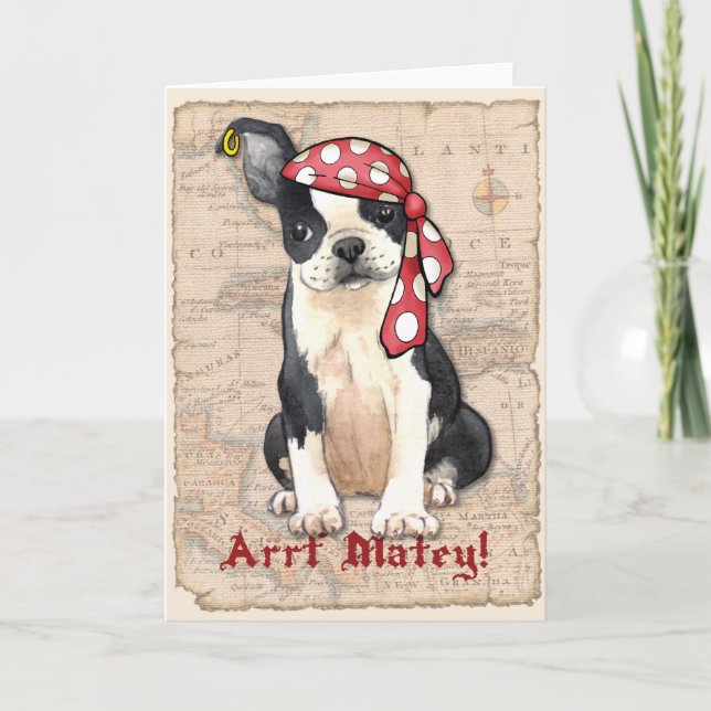 Boston Terrier Pirate Card (Front)