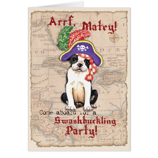Boston Terrier Pirate Invitation (Front)