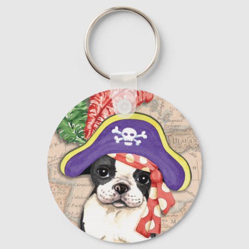 Boston Terrier Pirate Keychain