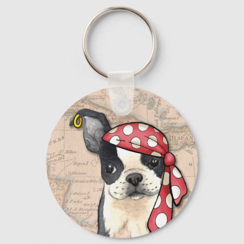 Boston Terrier Pirate Keychain