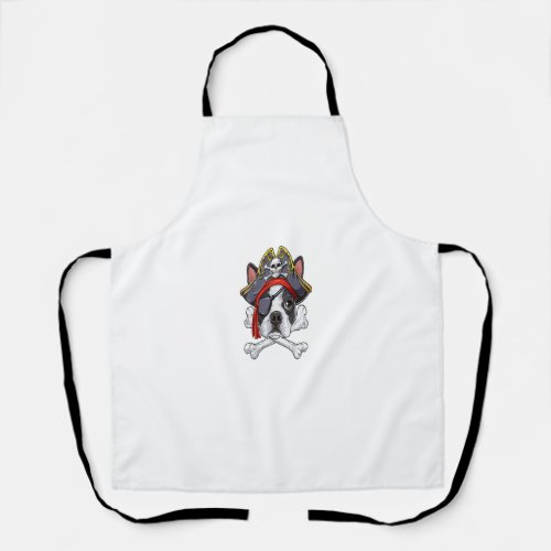 Boston Terrier Pirate T shirt Jolly Roger Crossbon Apron