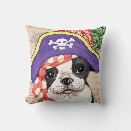 Boston Terrier Pirate Throw Pillow