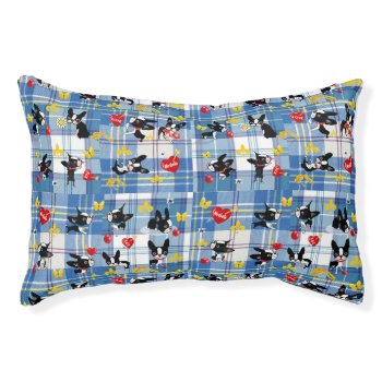 Boston Terrier Plaid Bed Mirabelle by HappyDogAdventures at Zazzle