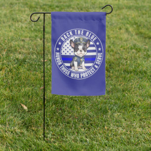 Boston Terrier Police Back The Blue Garden Flag