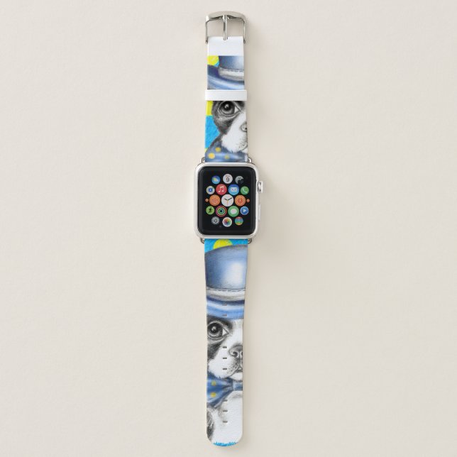 Boston Terrier Polka Dot Apple Watch Band (Front)