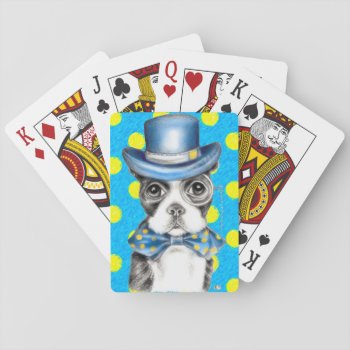 Boston Terrier Polka Dot Playing Cards by EveyArtStore at Zazzle