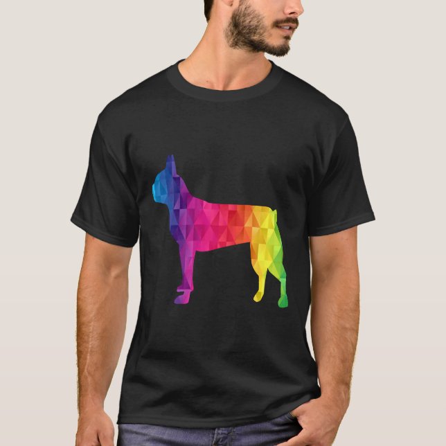 Boston Terrier Poly Graphic Funny  Idea Mom Dad Bi T-Shirt (Front)