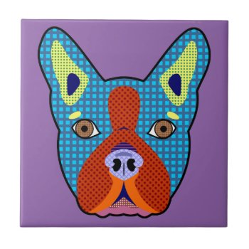 Boston Terrier Pop Art Ceramic Tile by funnydog at Zazzle