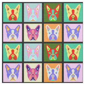 Boston Terrier Pop Art Fabric