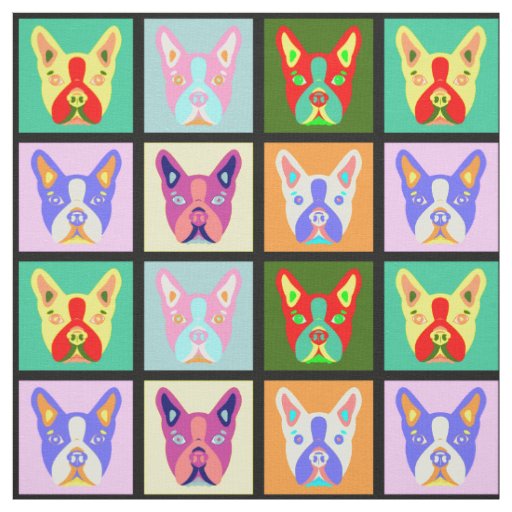 Boston Terrier Pop Art Fabric