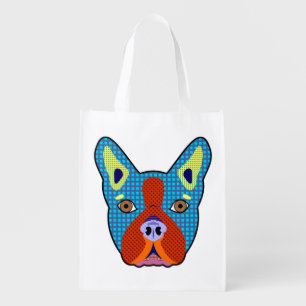 Boston Terrier Pop Art Grocery Bag