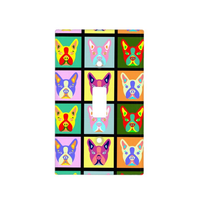 Boston Terrier Pop Art Light Switch Cover (Front)