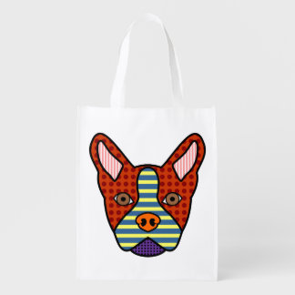 Boston Terrier Pop Art Reusable Grocery Bag