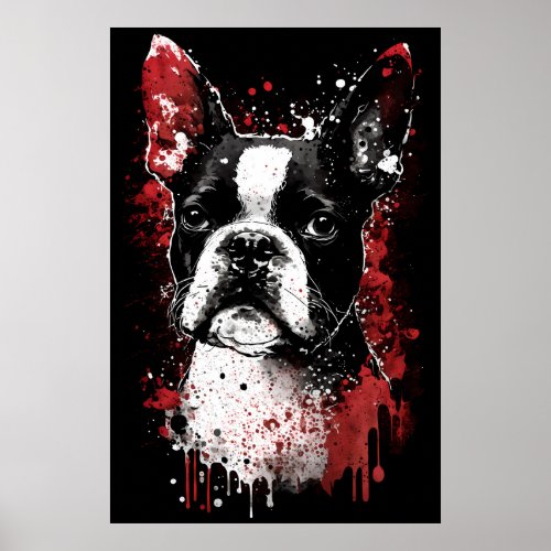 Boston Terrier Portrait Poster