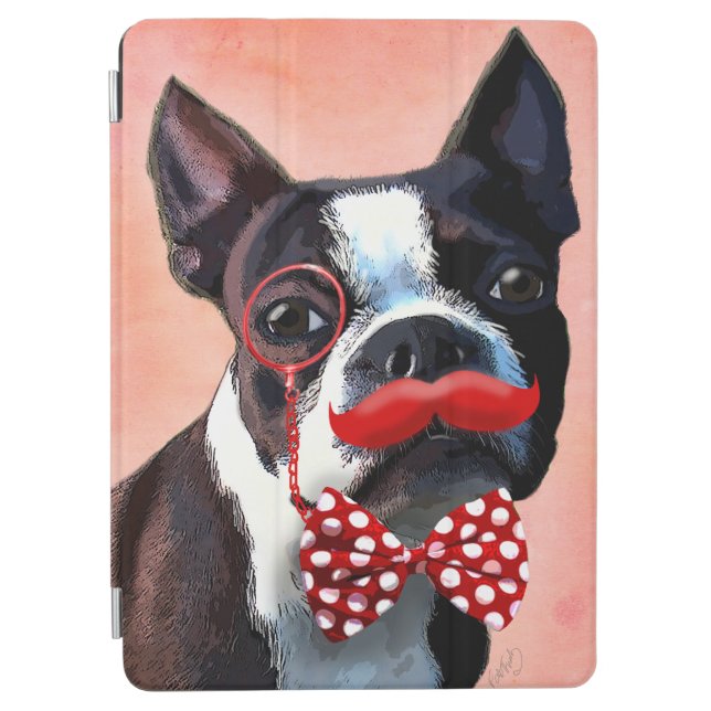 Boston Terrier Portrait with Red Bow Tie and 2 iPad Air Cover (Front)