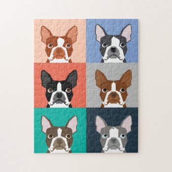 Boston Terrier Portraits Jigsaw Puzzle by FriendlyPets at Zazzle