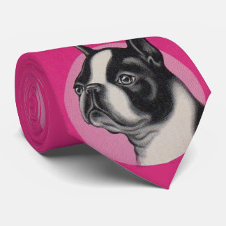 Boston terrier print neck tie