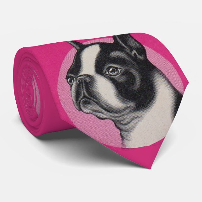 Boston terrier print neck tie (Rolled)