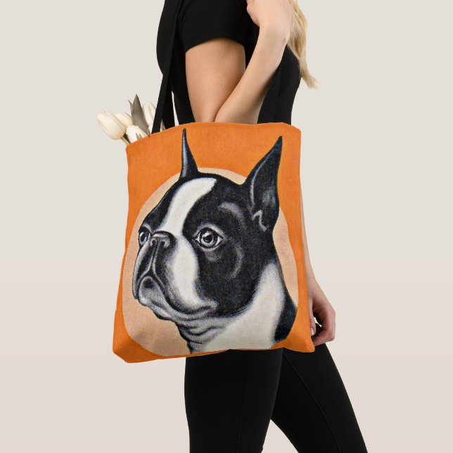 Boston terrier print tote bag (Close Up)