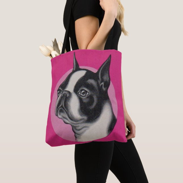 Boston terrier print tote bag (Close Up)
