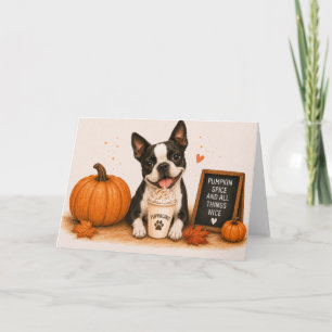 Boston Terrier Pumpkin Spice Card