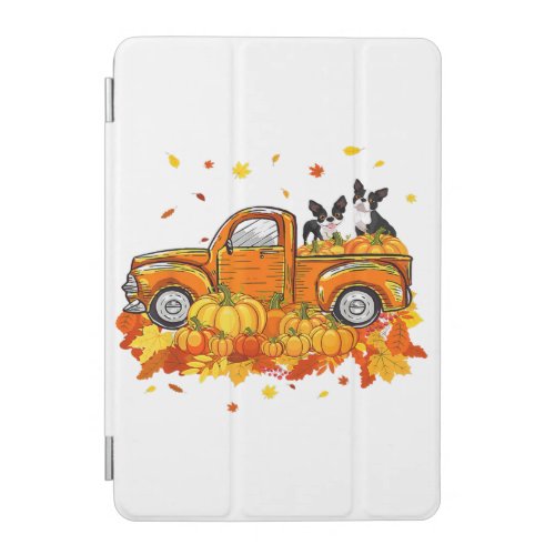 Boston Terrier Pumpkin Truck Halloween Thanksgivin iPad Mini Cover