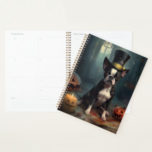 Boston Terrier Pumpkins Halloween Scary Planner