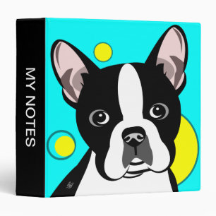Boston Terrier Puppy 3 Ring Binder