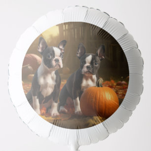 Boston Terrier Puppy Autumn Delight Pumpkin Balloon