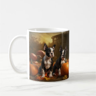 Boston Terrier Puppy Autumn Delight Pumpkin Coffee Mug
