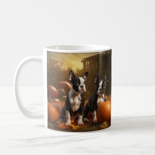 Boston Terrier Puppy Autumn Delight Pumpkin Coffee Mug
