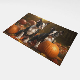 Boston Terrier Puppy Autumn Delight Pumpkin Doormat