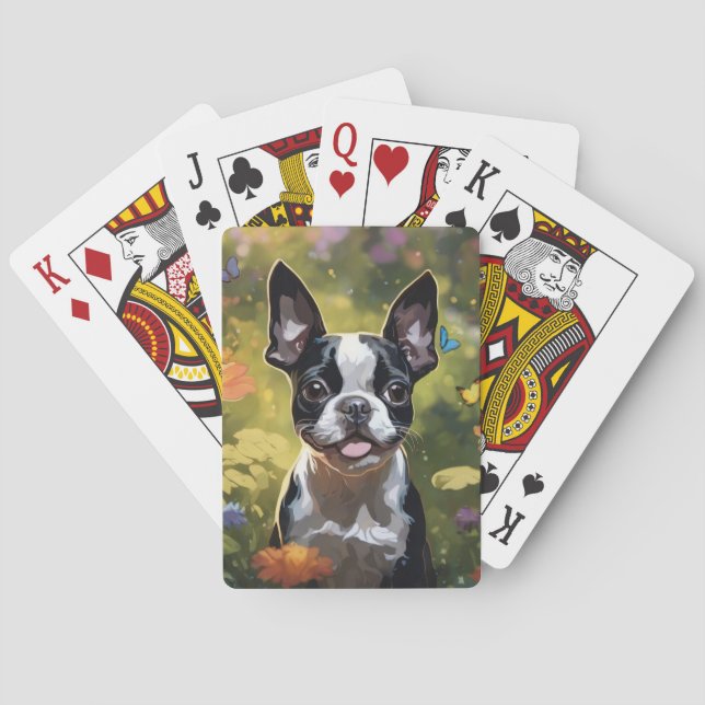 Boston Terrier Puppy Poker Cards (Back)