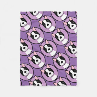 Boston Terrier Purple Fleece Blanket