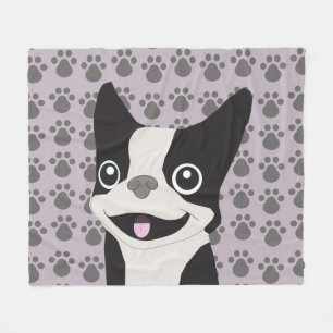 Boston Terrier, Purple lavender Fleece Blanket
