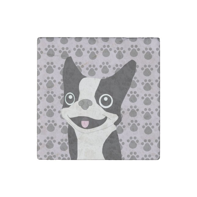 Boston Terrier, Purple lavender Stone Magnet (Front)