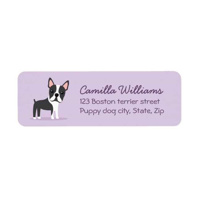 Boston terrier purple return address labels (Front)