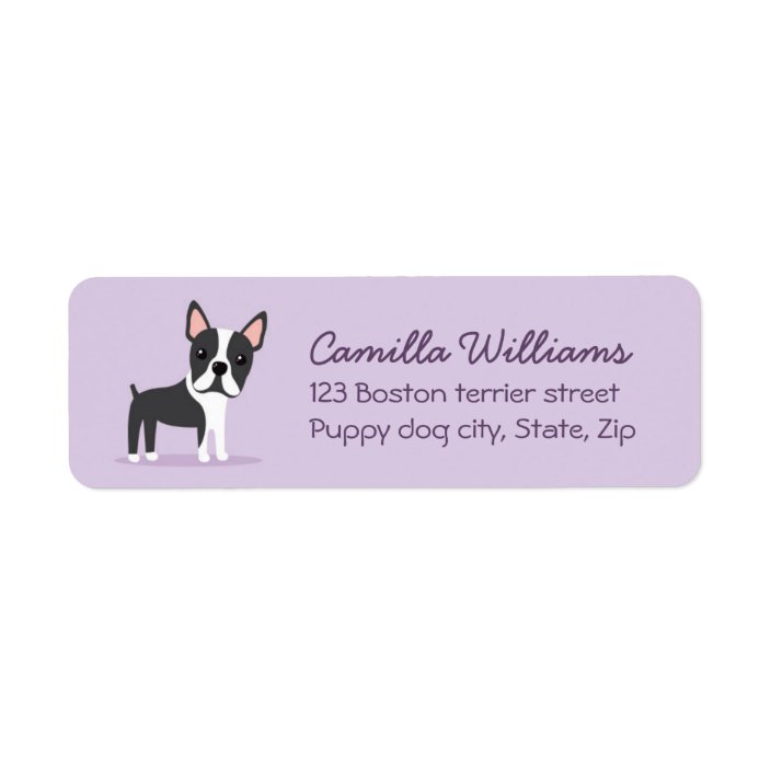 Boston terrier purple return address labels