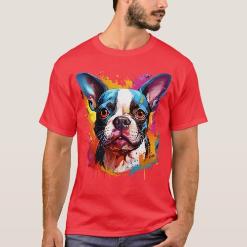 Boston Terrier Rainbow T_Shirt