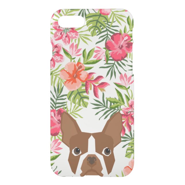 Boston Terrier red iphone case dog hawaiian phone (Back)