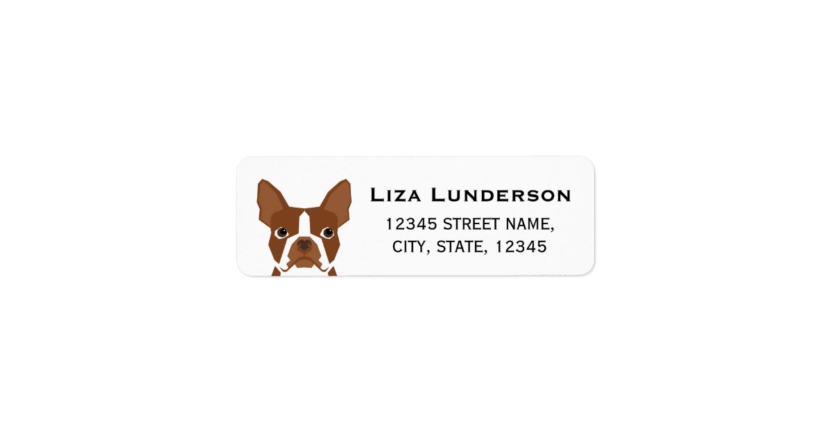Boston Terrier Red Return address label