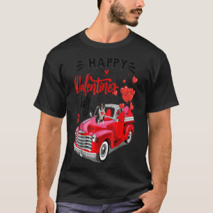 Boston Terrier Red Truck Valentines Day Funny Dog T-Shirt