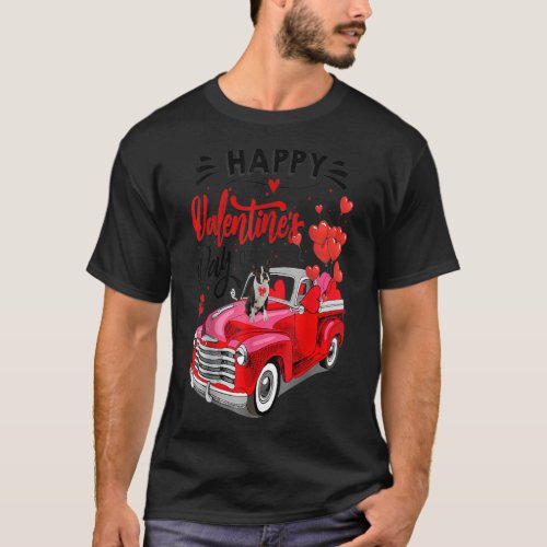 Boston Terrier Red Truck Valentines Day Funny Dog T_Shirt