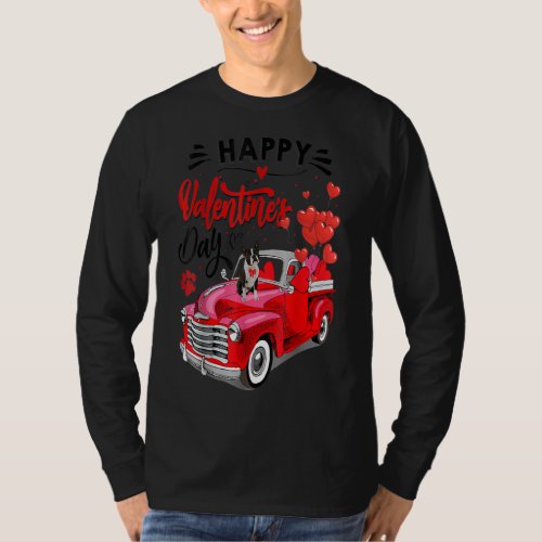 Boston Terrier Red Truck Valentines Day Funny Dog T_Shirt