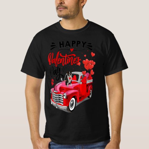 Boston Terrier Red Truck Valentines Day Funny Dog T_Shirt